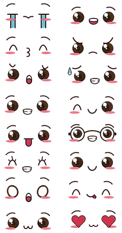 常规内容-装饰系列插画风可爱黑色粉色表情组合元素