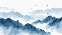 中国风通用青蓝色古风山水背景场景图片素材