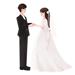 手绘风-人物插画贴纸-结婚