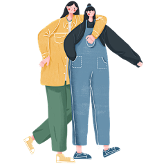 手绘生活元素类人物插画-闺蜜