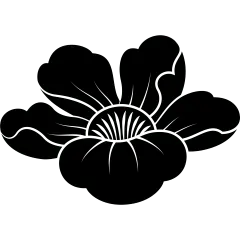 植物系列简约风黑色牡丹花剪影图标元素
