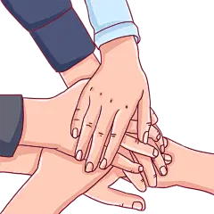 手绘团结手势元素贴纸