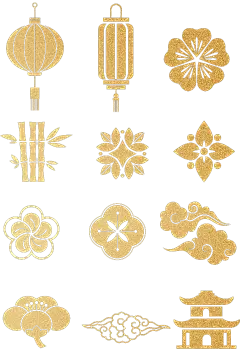 中国风中式烫金春节元素素材