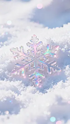 冬天肌理感实景微距雪花炫彩背景