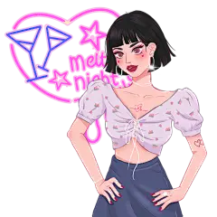 手绘人物插画-掐腰少女