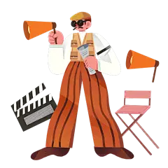 几何扁平纹理风格人物插画-导演