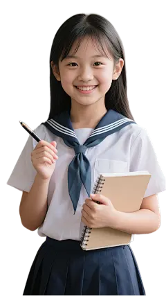 人物系列写实感手拿笔和本子的小女孩半身元素