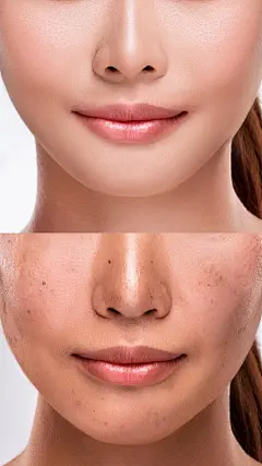 美妆系列写实皮肤好差对比图