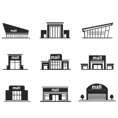 常规内容-图标系列扁平风黑色建筑图标元素组合