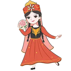 手绘卡通-民族舞人物贴纸