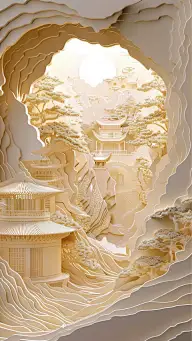 中秋节通用剪纸建筑背景图片