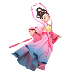 3D中秋节女士元素贴纸