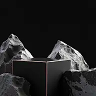 常规内容-背景系列现代感黑色岩石立方体展台背景
