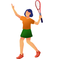 扁平风动作人物插画-打羽毛球女孩