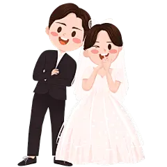 手绘婚礼新人头像贴纸