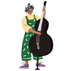 扁平风音乐节人物插画贴纸4