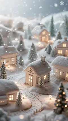 冬天软3D积雪小屋雪景植物背景