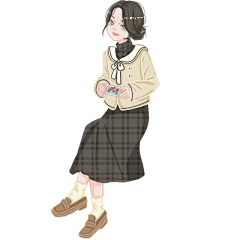 手绘-少女人物贴纸