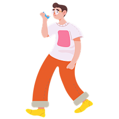 扁平风世界哮喘日人物插画-SVG7