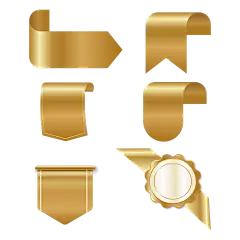 边框系列金色金属质感角标元素