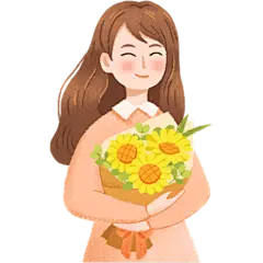 手绘教师节女生向日葵花束贴纸