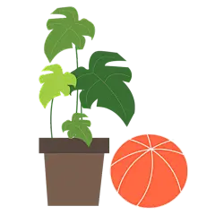 卡通感文体娱乐盆栽元素 