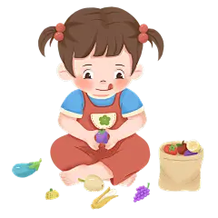 手绘-玩玩具女孩儿童人物插画3