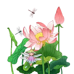 处暑创意贴纸-手绘肌理-小精灵