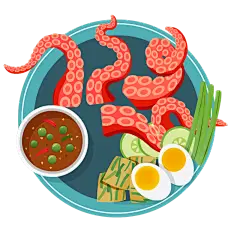 卡通风美食海鲜贴纸-章鱼