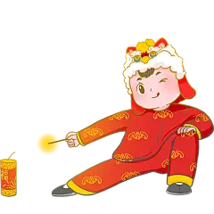 元宵节中国风人物插画-放鞭炮