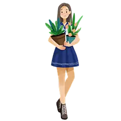 手绘-插花花艺女性人物插画6