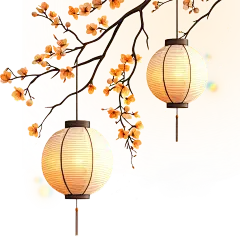 中秋节桂花灯笼插画免抠元素