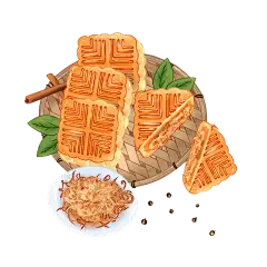 水彩画-中秋节月饼贴纸元素-月饼