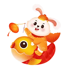 中国风春节兔子元素贴纸