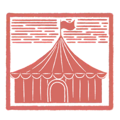 手绘-游乐场设施邮票印戳贴纸