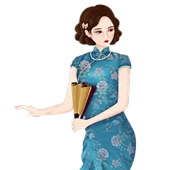 民国风人物插画素材-旗袍
