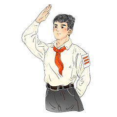 手绘-国庆节-男生敬礼