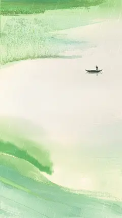 清明节国风水墨下雨撑船场景背景