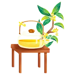 桂花茶壶中秋节中国风元素贴纸