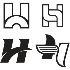 常规内容-图标系列简约黑白剪影字母H元素组合