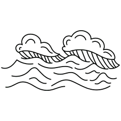 手绘-线性矢量简笔画浪花贴纸2