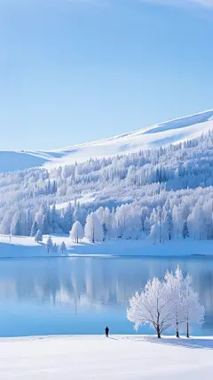 小雪大雪实景感树林雪地雪山背景