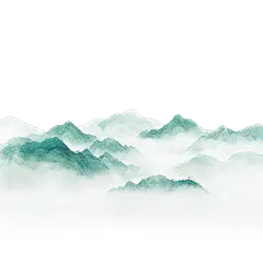 风光系列古风水墨山脉青色山脉贴纸