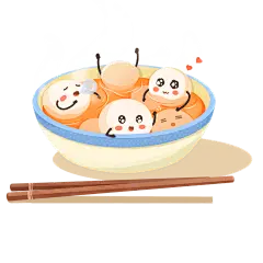 卡通感冬至汤圆元素贴纸