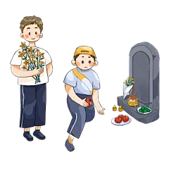 卡通感清明节男性元素贴纸