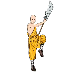 手绘-描边少林寺人物贴纸3