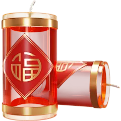 龙年春节新年3D玻璃质感新年鞭炮物品元素素材