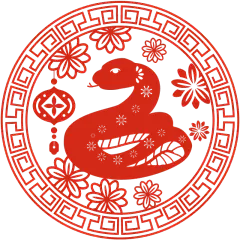 蛇年春节通用中式剪纸蛇窗花元素贴纸