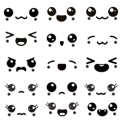 常规内容-装饰系列黑色表情组合元素