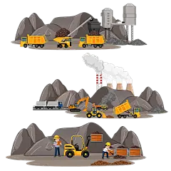 常规内容-建筑系列插画风工地工人沙堆元素
